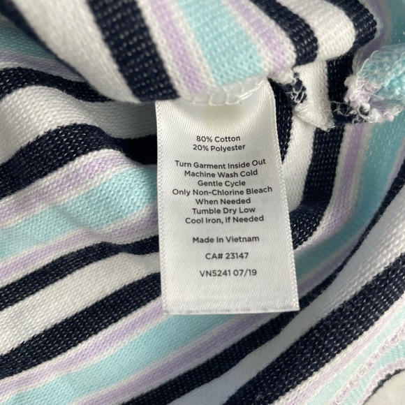 T By Talbots XL Striped 3/4 Sleeve High Neck Quarter Zip Pullover - Picture 7 of 9